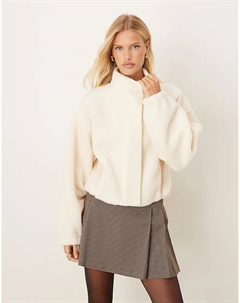 Флисовая кофта на молнии с пузырчатой ​​кромкой кремового цвета Asos design