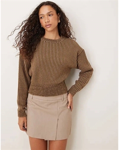 Вязаный джемпер двухцветного коричневого цвета Asos design