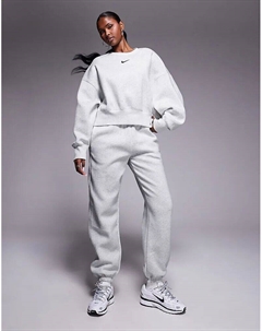 Джоггеры Phoenix Fleece с высокой талией и манжетами свободного кроя серого цвета Nike