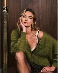 Кардиган бойфренда из мохера оливкового цвета Asos design