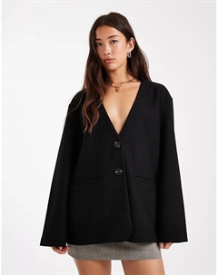 Пальто с V-образным вырезом черного цвета Only