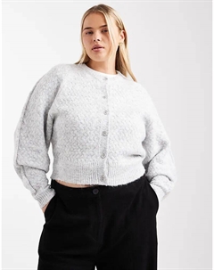 Кардиган DESIGN Curve с круглым вырезом и декоративной строчкой, светло-серый Asos