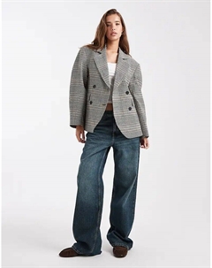 Двубортный пиджак в клетку с рукавами-коконами Asos design