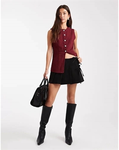 Мини-юбка-шорты с завязками и складками черного цвета Only