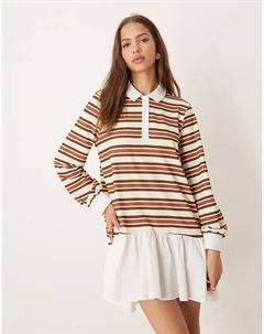 Платье-мини в стиле регби с длинными рукавами в разноцветную полоску Asos design