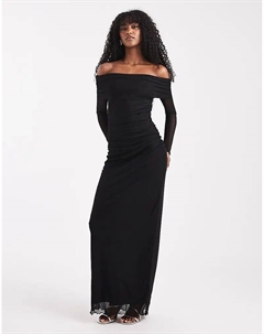 Платье с длинными рукавами и сетчатым лифом в черном цвете Vero moda