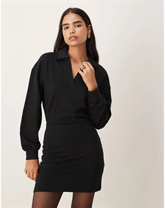 Платье-мини из хлопка с завышенной талией, черное Asos design