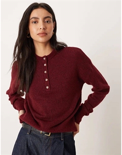 Вязаный топ-хенли из смеси альпаки премиум-класса сливового цвета - PURPLE Asos design