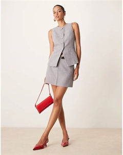 Мини-юбка, приталенная, серого цвета New look