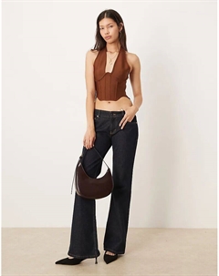 Бандажная кофточка-халтер коричневого цвета Amy lynn