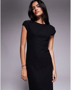 Платье миди супермягкое, с декоративным швом на рукавах, черное Asos design