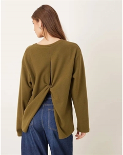 Супермягкий лонгслив с длинными рукавами и узлом на спине цвета хаки - KHAKI Asos design