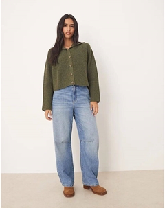 Кардиган в рубчик с матросским воротником цвета хаки Asos design