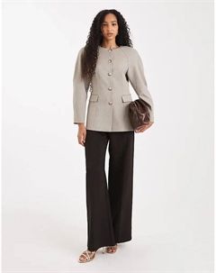 Блейзер-кокон с высокой талией, коричневый, в елочку Asos design