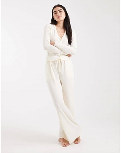 Супермягкая пижама на пуговицах кремового цвета Brave soul