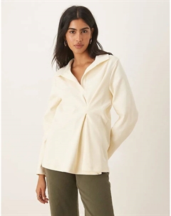 Плотный регбийный топ кремового цвета с защипами Asos design