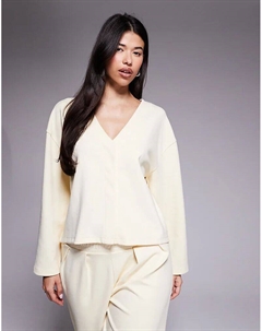 Укороченный кардиган с V-образным вырезом и длинными рукавами, кремового цвета Asos design