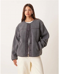 Кардиган из искусственного флиса с отделкой в ​​стиле бордового цвета, антрацитовый Asos design