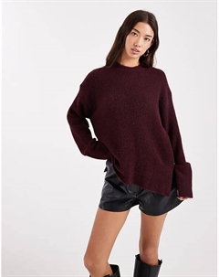 Вязаный джемпер с широкими рукавами и шерстью винного цвета Asos design