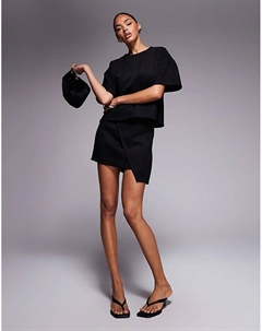 Асимметричная мини-юбка из искусственной замши черного цвета Asos design