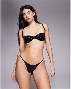 Трусики-танга с пайетками Brie черного цвета Asos design