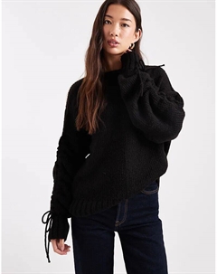 Джемпер с завязками на рукавах и сборками от, черный Asos design