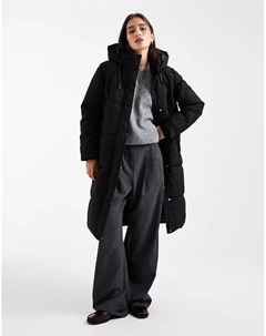 Удлиненное стеганое пальто 2 в 1 со съемными рукавами черного цвета Vero moda