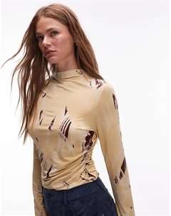 Трикотажная кофта с рюшами по бокам и длинными рукавами с желтым абстрактным принтом & other stories