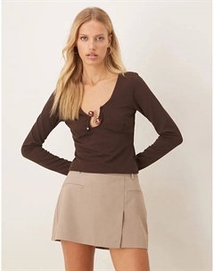 Длинный топ с отделкой бисером шоколадного цвета из ткани в стиле «скуба» Asos design