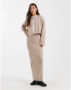 Трикотажная юбка миди Coord в цвете серо-коричневый меланж Pieces