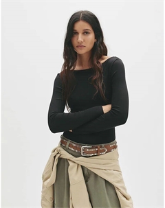 Боди с длинными рукавами черного цвета Pull & bear