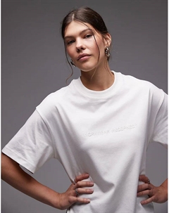 Футболка свободного кроя с вышитым логотипом плотностью 180 г/м² белого цвета Cat wwr