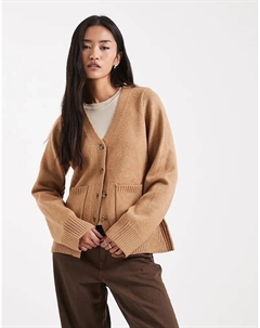 Кардиган с V-образным вырезом и карманами, бисквитного цвета Asos design