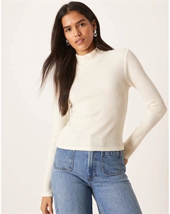 Супермягкий водолазка с длинными рукавами и отделкой в ​​рубчик - БЕЛЫЙ Asos design
