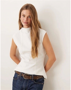 Супермягкая майка с вырезом-лодочкой и отделкой в ​​виде баски, зимняя, белого цвета - IVORY Asos design