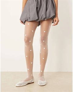 Белые колготки с рисунком в виде сердца Asos design