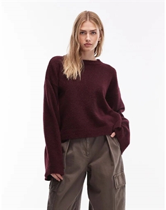 Супермягкий вязаный джемпер с широкими рукавами и шерстью винного цвета Asos design