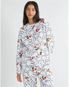 Пижамный комплект London Miffy Cherry из флиса белого цвета Skinnydip