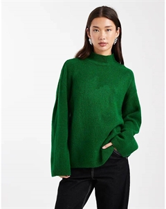 Удлиненный джемпер с воротником-стойкой ярко-зеленого цвета Asos design