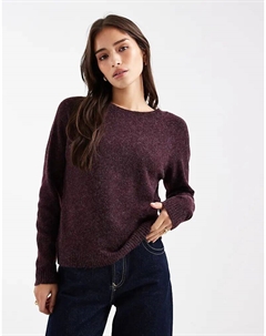 Вязаный джемпер с круглым вырезом в цвете бордовый меланж Vero moda