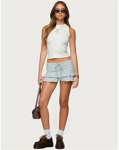 Голубая мини-юбка в полоску с оборками Avia Edikted