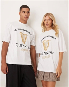Футболка унисекс оверсайз белого цвета с принтом Гиннесса Asos design
