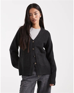 Кардиган с V-образным вырезом и карманом, черный Asos design
