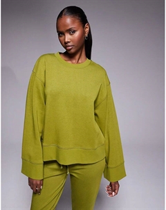 Свитшот свободного кроя с круглым вырезом оливково-зеленого цвета Asos design