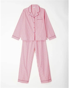 Пижамный комплект в красную полоску с бархатной отделкой Asos design