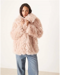 Дубленка из искусственного меха пыльно-розового цвета Asos design