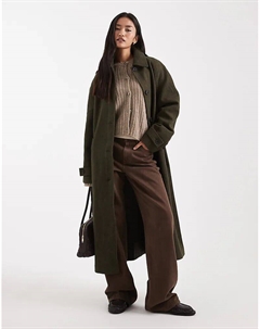 Длинное пальто-автомобиль оливкового цвета Asos design