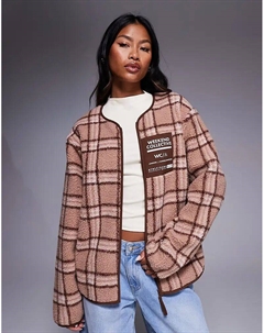 Флисовая кофта Weekend Collective на молнии с рисунком в розовую клетку Asos weekend collective