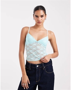 Прозрачный кружевной топ Eira бирюзового цвета Edikted