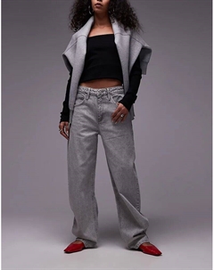 Джинсы со средней посадкой и облегающими штанинами серого цвета Mango